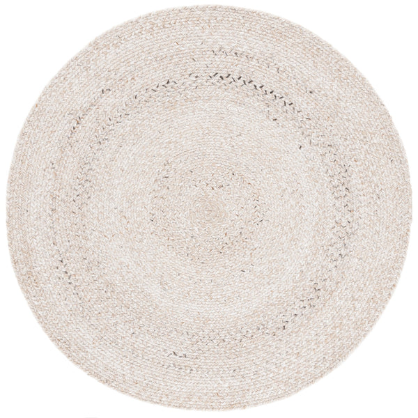 Safavieh Braided Handwoven Beige Round Rug — Eco Pet Durable Low-Profile Pile, Contemporary Texture For Living Rooms 4'-0" x 4'-0" BRD808B-4R