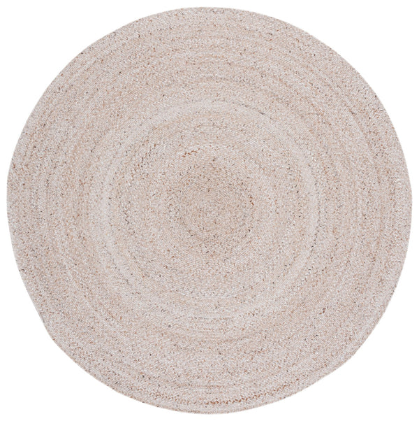 Safavieh Braided Handwoven Beige Round Rug — Eco Pet Durable Low-Profile Pile, Contemporary Texture For Living Rooms 4'-0" x 4'-0" BRD808B-4R