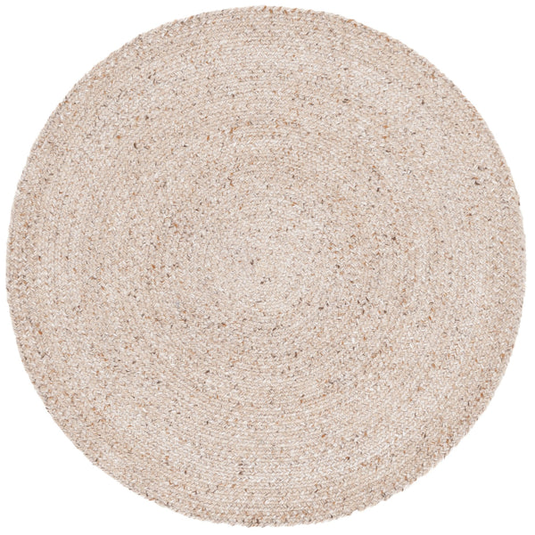 Safavieh Braided Hand‑Woven Tan Round Rug — Soft Pet Yarn Pile, Low-Profile Coastal Farmhouse Charm 6'-0" x 6'-0" BRD808C-6R