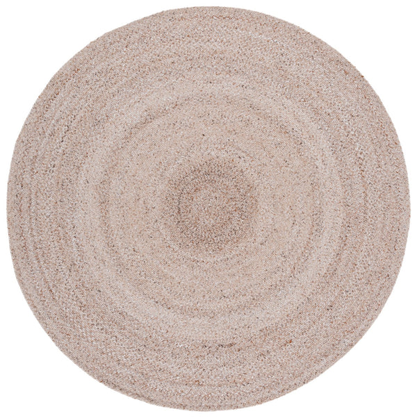 Safavieh Braided Hand‑Woven Tan Round Rug — Soft Pet Yarn Pile, Low-Profile Coastal Farmhouse Charm 6'-0" x 6'-0" BRD808C-6R