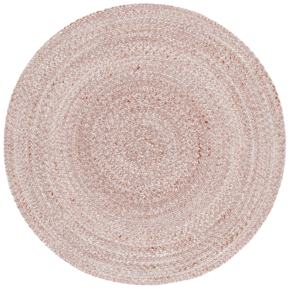 Safavieh Braided Hand‑Woven Round Pink Area Rug — Sustainable Pet, Low‑Profile Pile, Cozy Coastal & Country Accent 5'-0" x 5'-0" BRD808P-5R
