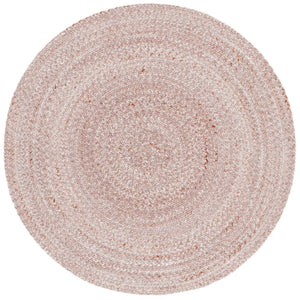 Safavieh Braided Hand‑Woven Round Pink Area Rug — Sustainable Pet, Low‑Profile Pile, Cozy Coastal & Country Accent 5'-0" x 5'-0" BRD808P-5R