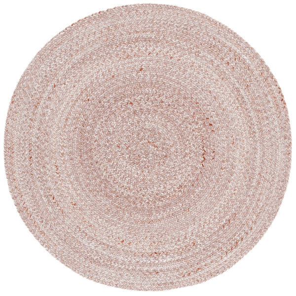Safavieh Braided Hand‑Woven Round Pink Area Rug — Sustainable Pet, Low‑Profile Pile, Cozy Coastal & Country Accent 5'-0" x 5'-0" BRD808P-5R