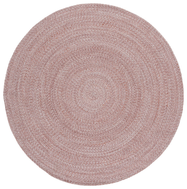 Safavieh Braided Hand‑Woven Round Pink Area Rug — Sustainable Pet, Low‑Profile Pile, Cozy Coastal & Country Accent 5'-0" x 5'-0" BRD808P-5R