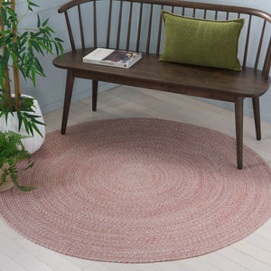 Safavieh Braided Hand‑Woven Round Pink Area Rug — Sustainable Pet, Low‑Profile Pile, Cozy Coastal & Country Accent 5'-0" x 5'-0" BRD808P-5R