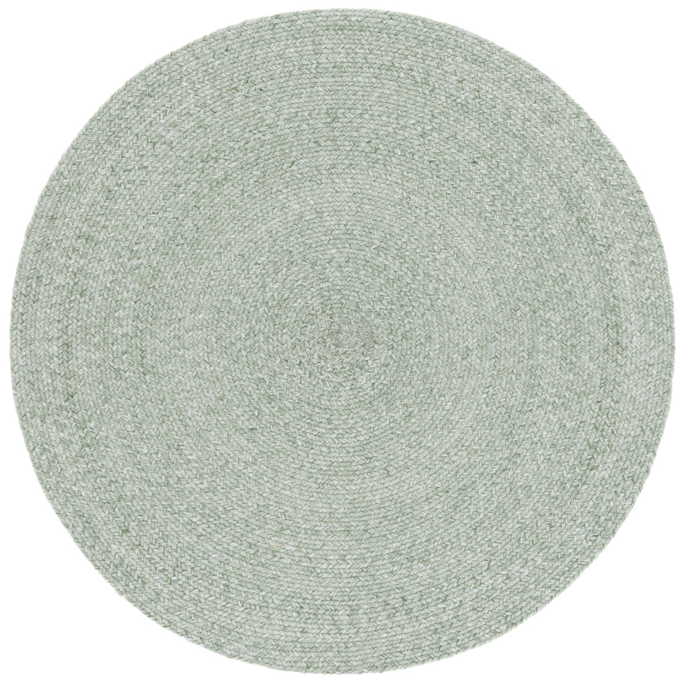 Safavieh Braided Hand-Woven Round Area Rug In Green — Eco-Friendly Pet, Low-Profile 3/8" Pile, Coastal Texture 3'-0" x 3'-0" BRD808Y-3R