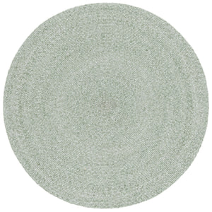 Safavieh Braided Hand-Woven Round Area Rug In Green — Eco-Friendly Pet, Low-Profile 3/8" Pile, Coastal Texture 3'-0" x 3'-0" BRD808Y-3R