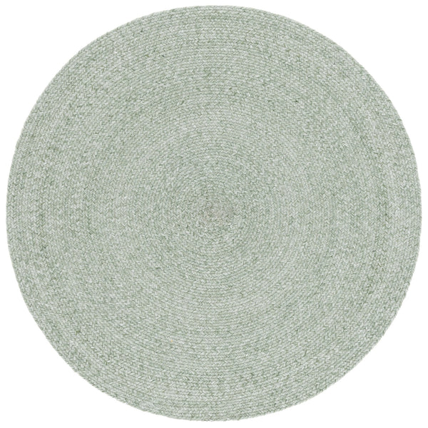 Safavieh Braided Hand-Woven Round Area Rug In Green — Eco-Friendly Pet, Low-Profile 3/8" Pile, Coastal Texture 3'-0" x 3'-0" BRD808Y-3R
