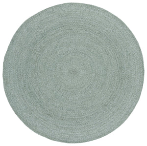 Safavieh Braided Hand-Woven Round Area Rug In Green — Eco-Friendly Pet, Low-Profile 3/8" Pile, Coastal Texture 3'-0" x 3'-0" BRD808Y-3R