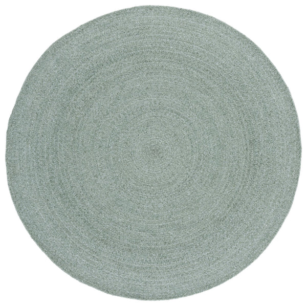 Safavieh Braided Hand-Woven Round Area Rug In Green — Eco-Friendly Pet, Low-Profile 3/8" Pile, Coastal Texture 3'-0" x 3'-0" BRD808Y-3R
