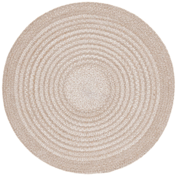 Safavieh Braided Handwoven Beige Round Area Rug — Eco-Friendly Pet Yarn, Country Floral Braided Texture, Cozy Accent 3'-0" x 3'-0" BRD809B-3R