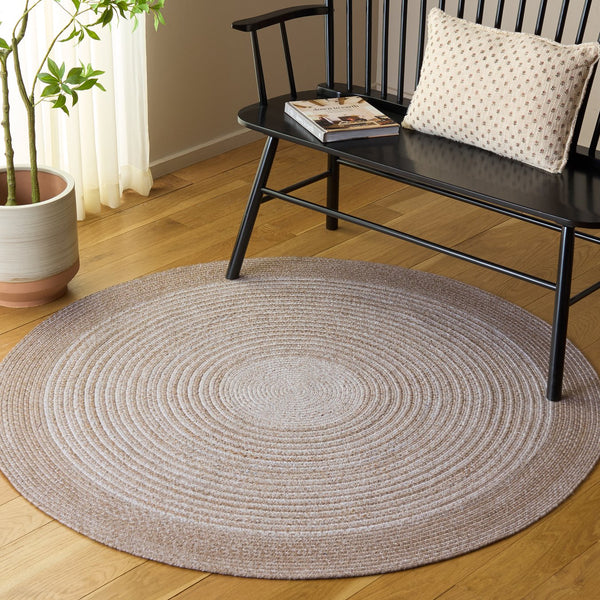 Safavieh Braided Handwoven Beige Round Area Rug — Eco-Friendly Pet Yarn, Country Floral Braided Texture, Cozy Accent 3'-0" x 3'-0" BRD809B-3R