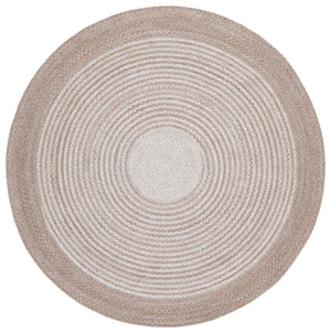Safavieh Braided Handwoven Beige Round Area Rug — Eco-Friendly Pet Yarn, Country Floral Braided Texture, Cozy Accent 3'-0" x 3'-0" BRD809B-3R