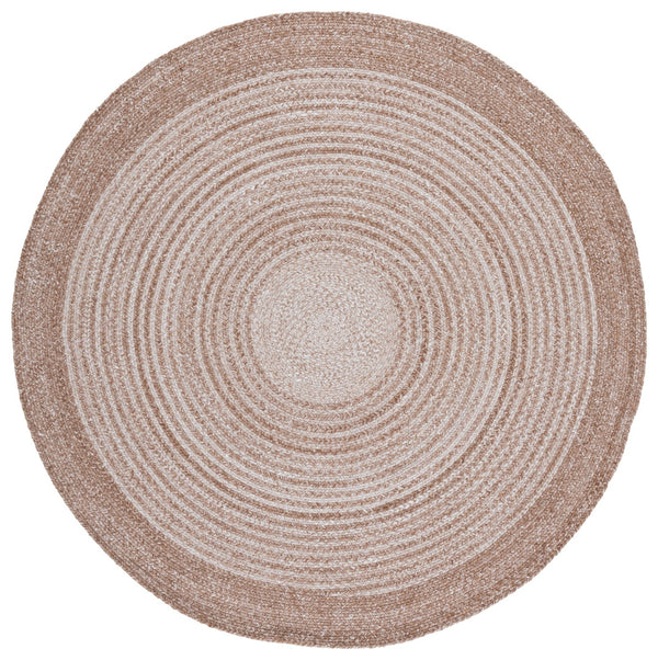 Safavieh Braided Tan Round Area Rug — Hand‑Woven Pet Plush 36" Diameter, Concentric Braided Texture, Coastal Chic 6'-0" x 6'-0" BRD809C-6R
