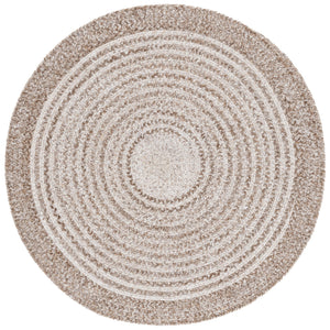 Safavieh Braided Hand‑Woven Taupe Round Rug — Soft Pet Yarn, Concentric Braided Texture, Durable Accent Piece 5'-0" x 5'-0" BRD809E-5R