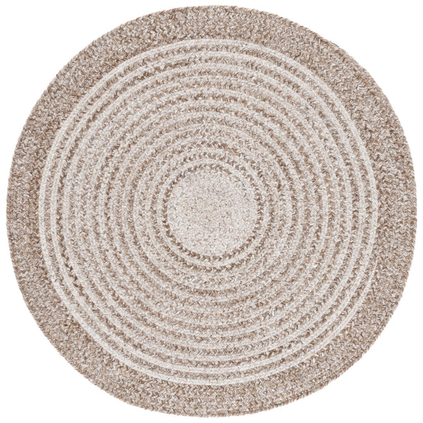 Safavieh Braided Hand‑Woven Taupe Round Rug — Soft Pet Yarn, Concentric Braided Texture, Durable Accent Piece 5'-0" x 5'-0" BRD809E-5R