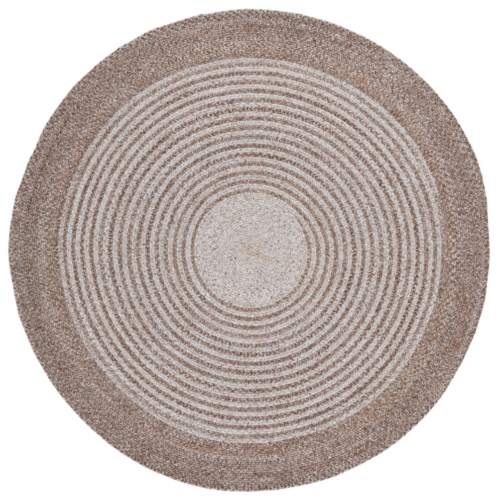 Safavieh Braided Hand‑Woven Taupe Round Rug — Soft Pet Yarn, Concentric Braided Texture, Durable Accent Piece 5'-0" x 5'-0" BRD809E-5R