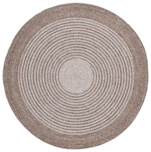 Safavieh Braided Hand‑Woven Taupe Round Rug — Soft Pet Yarn, Concentric Braided Texture, Durable Accent Piece 5'-0" x 5'-0" BRD809E-5R