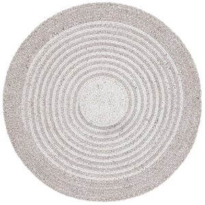 Safavieh Braided Hand-Woven Light Grey Round Rug With Concentric Circles — Durable Pet Pile, Cozy Accent 6'-0" x 6'-0" BRD809G-6R