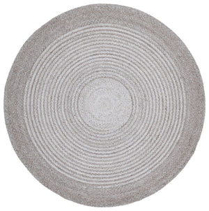Safavieh Braided Hand-Woven Light Grey Round Rug With Concentric Circles — Durable Pet Pile, Cozy Accent 6'-0" x 6'-0" BRD809G-6R