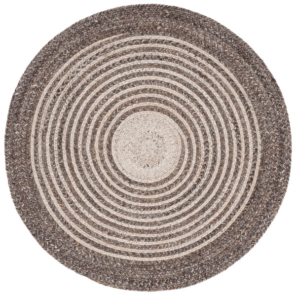 Safavieh Braided Hand-Woven Round Area Rug In Brown-Beige Pet Yarn — Sustainable, Soft Low-Profile Design 6'-0" x 6'-0" BRD809T-6R