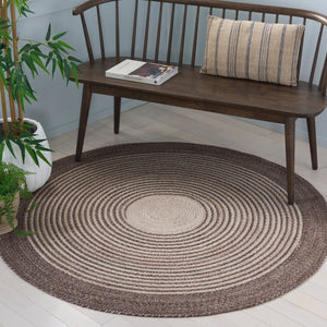 Safavieh Braided Hand-Woven Round Area Rug In Brown-Beige Pet Yarn — Sustainable, Soft Low-Profile Design 6'-0" x 6'-0" BRD809T-6R