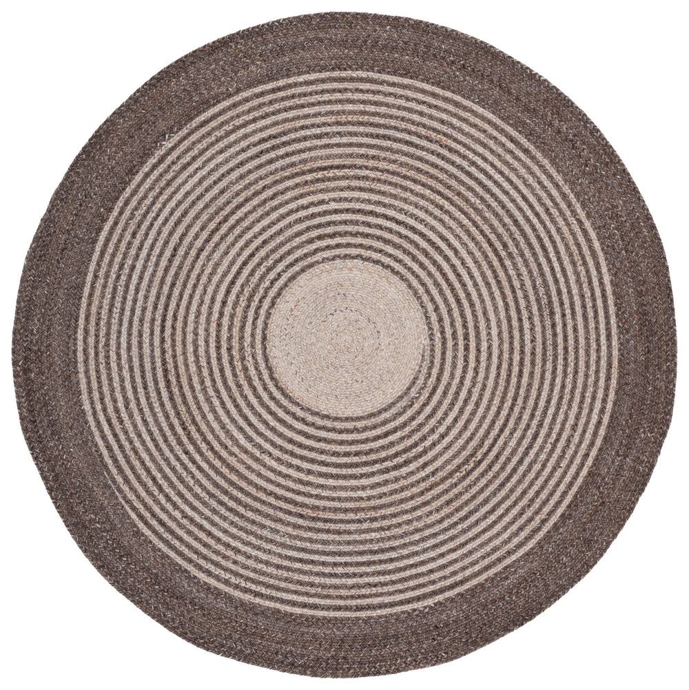 Safavieh Braided Hand-Woven Round Area Rug In Brown-Beige Pet Yarn — Sustainable, Soft Low-Profile Design 6'-0" x 6'-0" BRD809T-6R