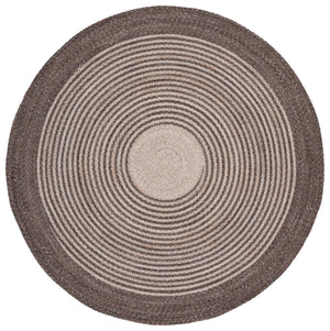 Safavieh Braided Hand-Woven Round Area Rug In Brown-Beige Pet Yarn — Sustainable, Soft Low-Profile Design 6'-0" x 6'-0" BRD809T-6R