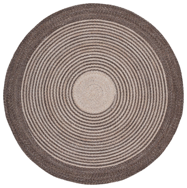 Safavieh Braided Hand-Woven Round Area Rug In Brown-Beige Pet Yarn — Sustainable, Soft Low-Profile Design 6'-0" x 6'-0" BRD809T-6R