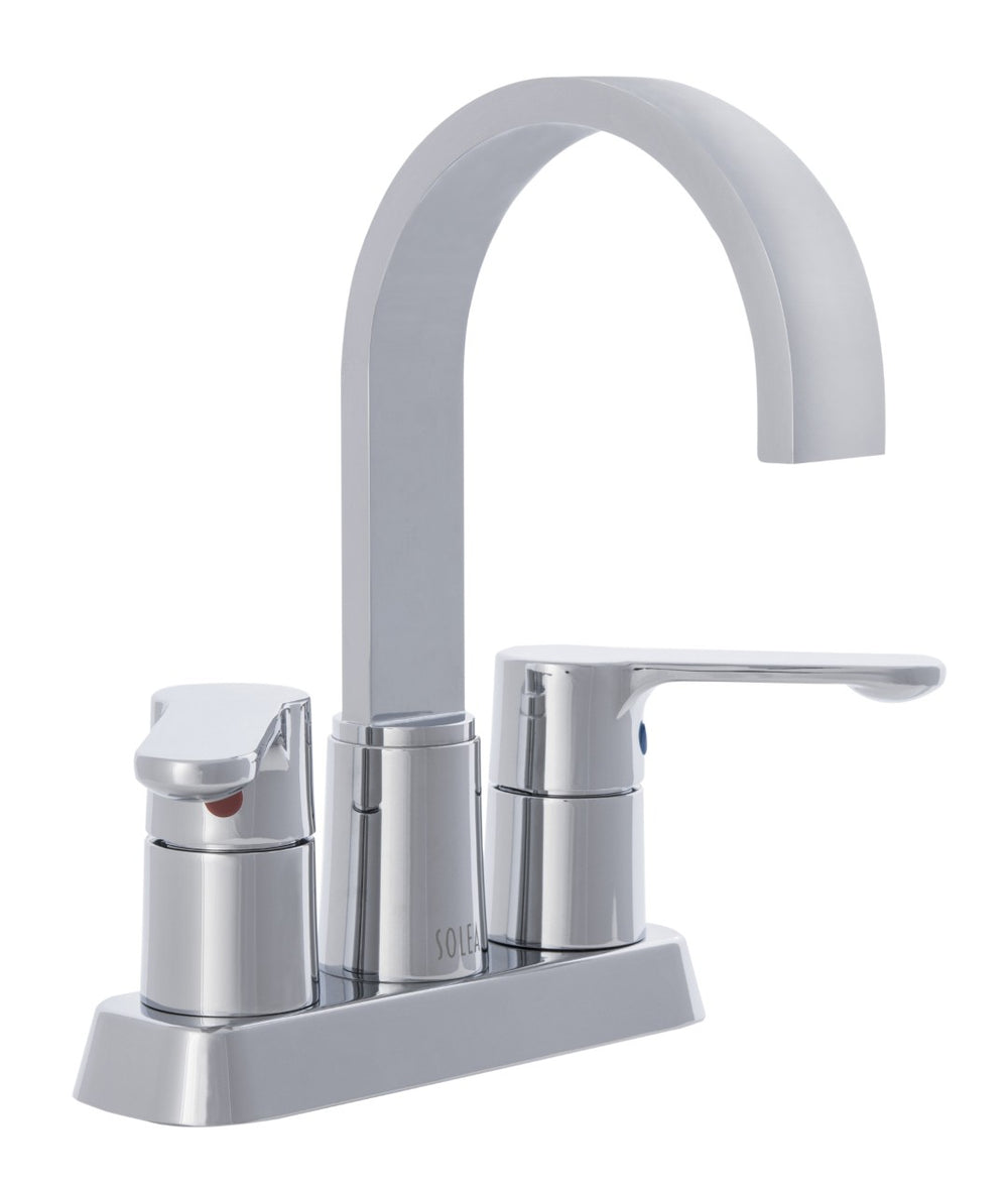 Safavieh COMPOSE Modern Dual Handle Bathroom Faucet - Polished Chrome Stainless Steel, 4-Inch Centerset Design BRF1052C