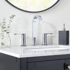 Safavieh PLACID Widespread Dual Handle Bathroom Faucet - Stylish Chrome Finish, Stainless Steel, Easy Control BRF1053C