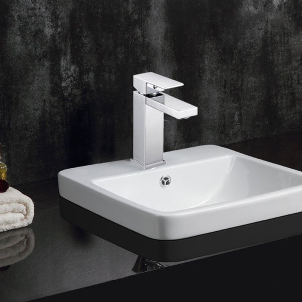 Safavieh UNITY Single Handle Chrome Vessel Faucet - Modern Minimalist Design for Space-Saving Elegance BRF1057C