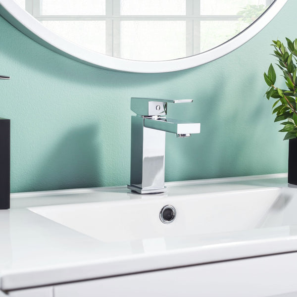 Safavieh UNITY Single Handle Chrome Vessel Faucet - Modern Minimalist Design for Space-Saving Elegance BRF1057C
