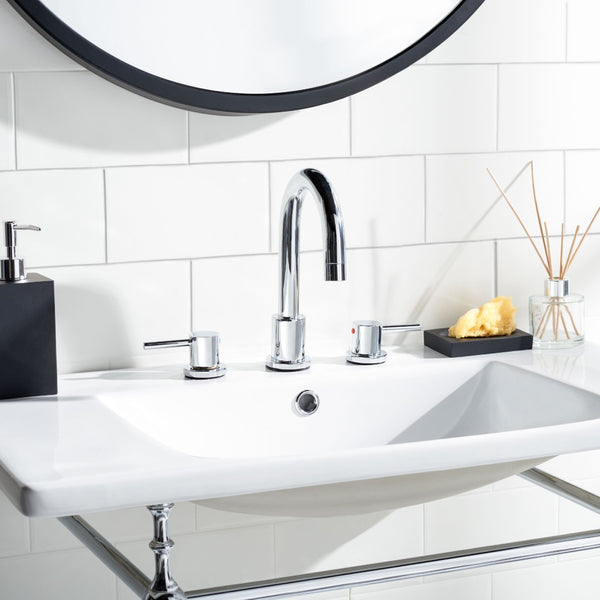 Safavieh Poised Widespread Dual-Handle Bathroom Faucet in Polished Chrome - Elegant Control for Modern Spaces BRF1061C