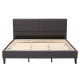 CorLiving Bellevue Dark Grey Upholstered Panel Bed, King Dark Grey BRH-201-K