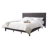 CorLiving Bellevue Dark Grey Upholstered Panel Bed, King Dark Grey BRH-201-K
