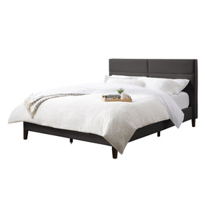 CorLiving Bellevue Dark Grey Upholstered Panel Bed, Queen Dark Grey BRH-201-Q