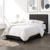 CorLiving Bellevue Dark Grey Upholstered Panel Bed, Twin/Single Dark Grey BRH-201-S