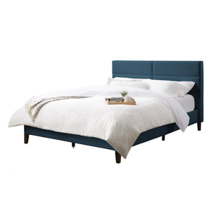 CorLiving Bellevue Ocean Blue Upholstered Panel Bed, Queen Ocean Blue BRH-202-Q