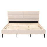 CorLiving Bellevue Cream Upholstered Panel Bed, King Cream BRH-203-K