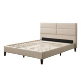 CorLiving Bellevue Cream Upholstered Panel Bed, Queen Cream BRH-203-Q