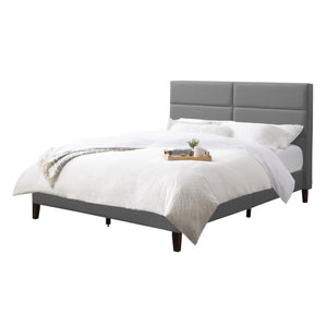CorLiving Bellevue Light Grey Upholstered Panel Bed, Double/Full Light Grey BRH-204-D