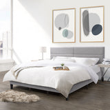 CorLiving Bellevue Light Grey Upholstered Panel Bed, King Light Grey BRH-204-K