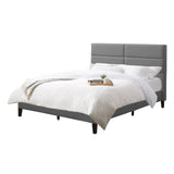CorLiving Bellevue Light Grey Upholstered Panel Bed, Queen Light Grey BRH-204-Q