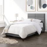 CorLiving Bellevue Light Grey Upholstered Panel Bed, Twin/Single Light Grey BRH-204-S
