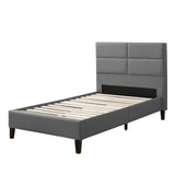 CorLiving Bellevue Light Grey Upholstered Panel Bed, Twin/Single Light Grey BRH-204-S