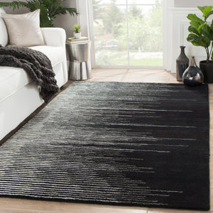 Jaipur Living Bristol Tabo Bri21 Tufted Handmade 100% Wool Lines Abstract Indoor Rug Black, Cream 100% Wool, 100% Cotton Rug124518