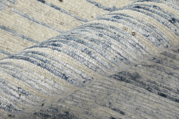 Feizy Rugs Brighton Hand Knotted Abstract Wool Viscose Area Rug for Large Living Spaces Ivory/Blue/Silver BRI69CHFBLUIVYJ55