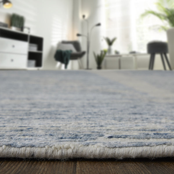 Feizy Rugs Brighton Hand Knotted Abstract Wool Viscose Area Rug for Large Living Spaces Ivory/Blue/Silver BRI69CHFBLUIVYJ55