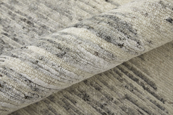 Feizy Rugs Brighton Hand Knotted Abstract Wool Viscose Area Rug for Large Living Spaces Ivory/Gray BRI69CHFGRYIVYJ55